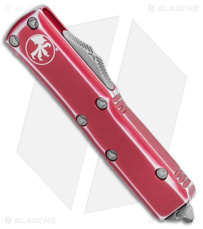 Microtech UTX-85 S/E OTF Automatic Knife Distressed Red Aluminum (3.1" SW)