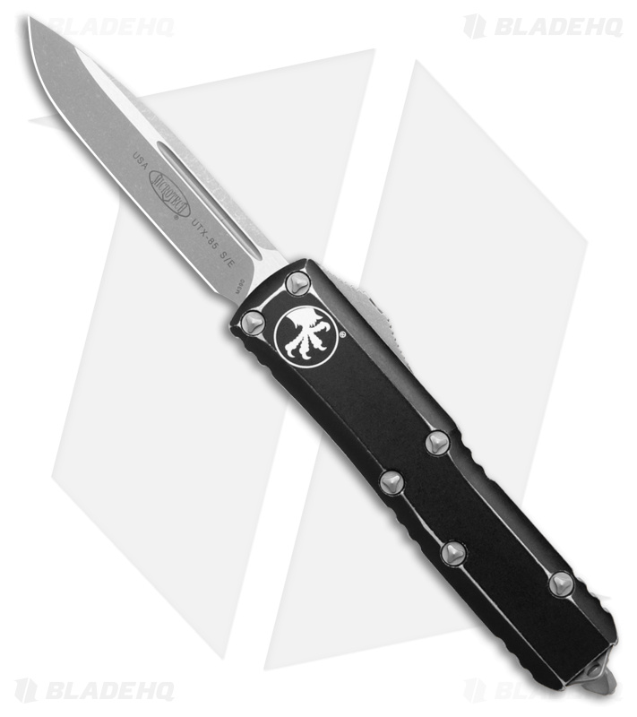Microtech UTX-85 S/E OTF Knife Dist. Black + AP - Blade HQ