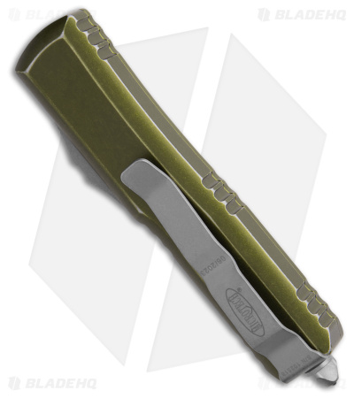 Microtech UTX-85 S/E OTF Automatic Knife Distressed OD Green Al (3.1" Apoc Serr)