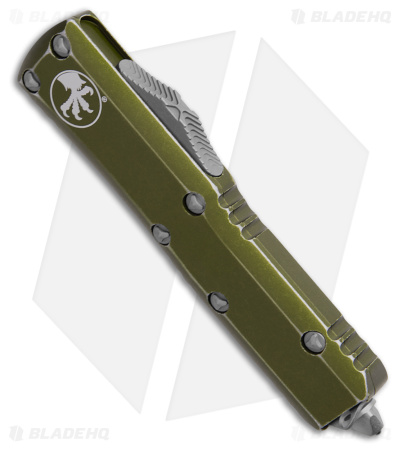 Microtech UTX-85 S/E OTF Automatic Knife Distressed OD Green Al (3.1" Apoc Serr)