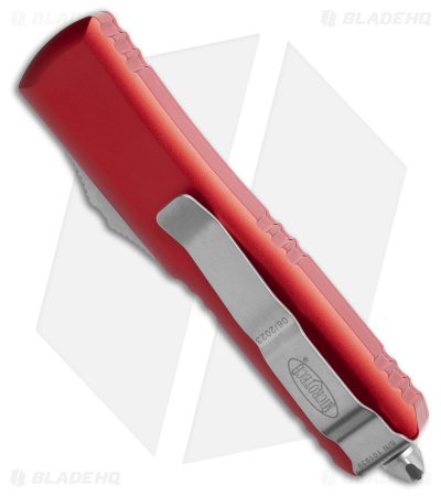 Microtech UTX-85 S/E OTF Automatic Knife Red (3.1" Stonewash Serr) 231-11RD