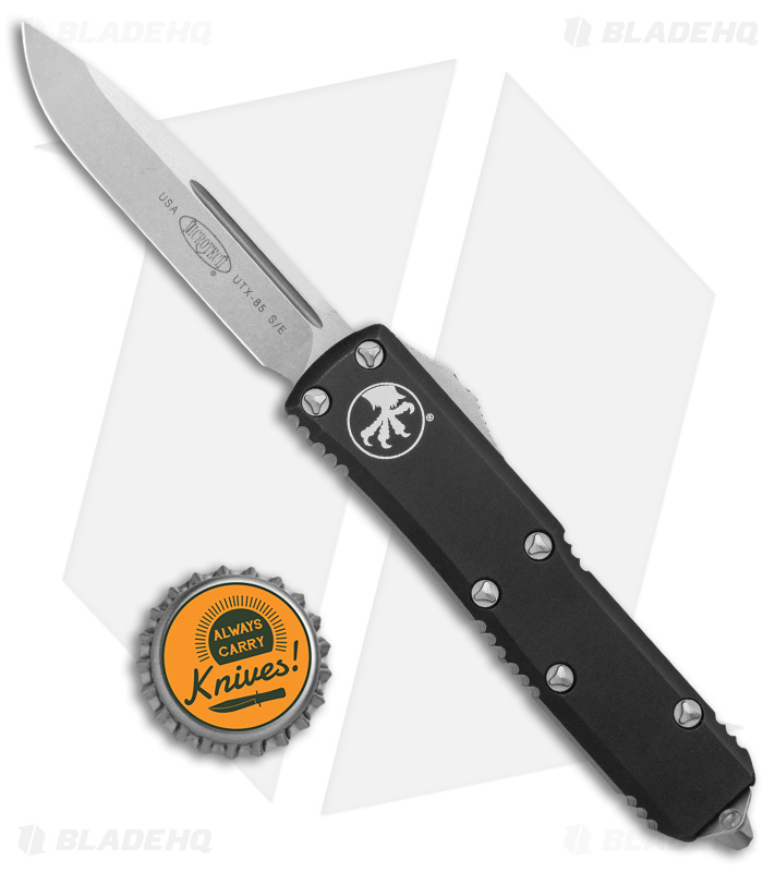 Microtech UTX-85 Drop Point S/E OTF Automatic Knife (3.1" Stonewash) 231-10