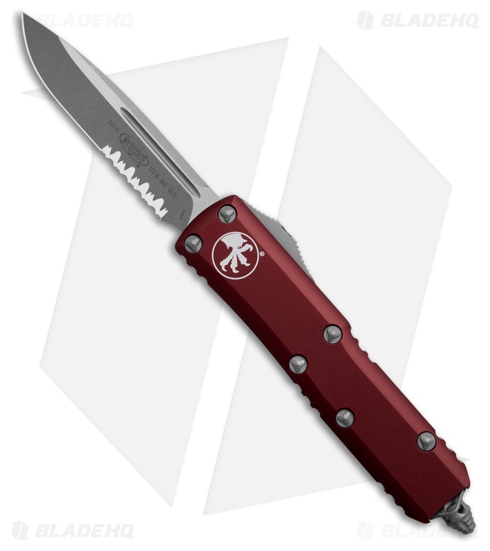 Microtech UTX-85 S/E OTF Automatic Knife Merlot Red Aluminum (3.1" Apoc Serr)