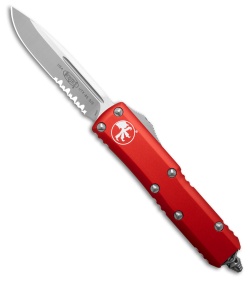 Microtech UTX-85 S/E OTF Automatic Knife Red Aluminum (3.1" Satin Serr)