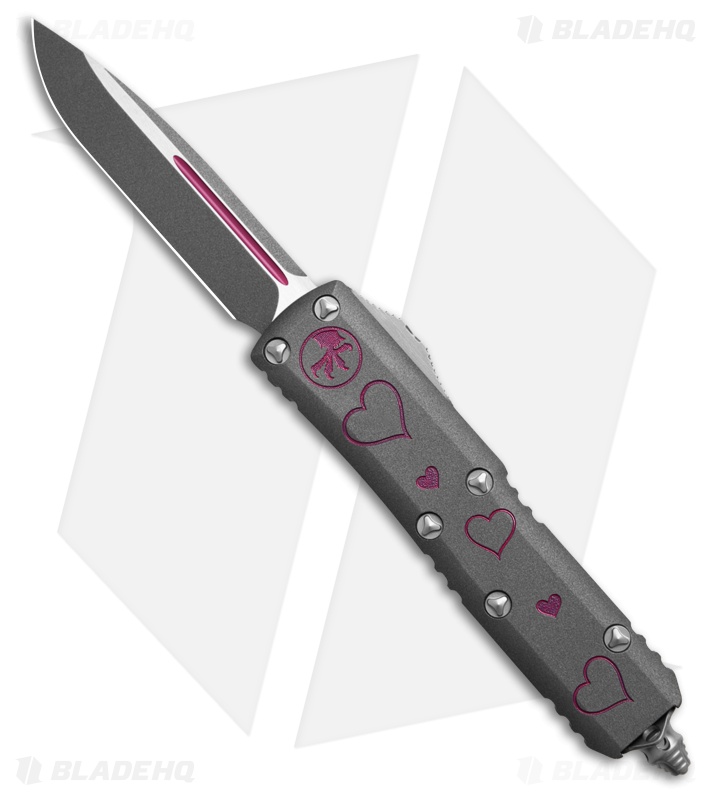 Microtech UTX-85 SS S/E OTF Automatic Knife Valentine's Day (3.1" Gray)