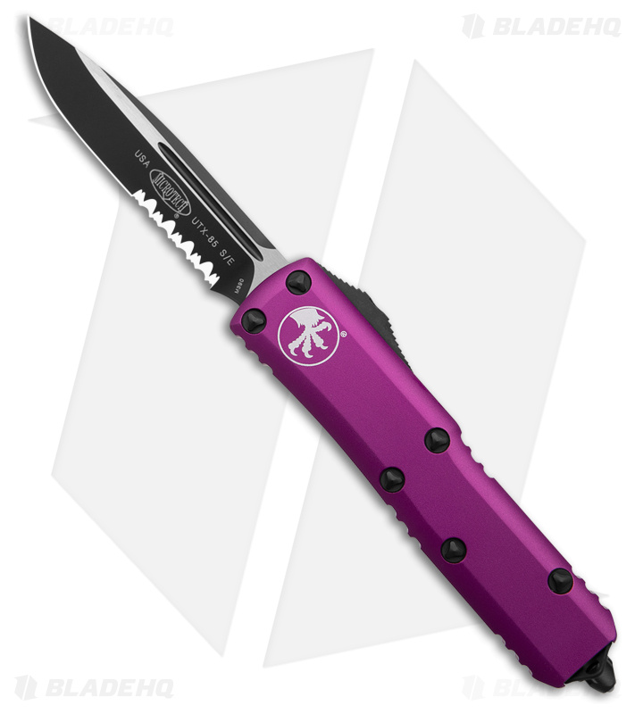 Microtech UTX-85 S/E OTF Automatic Knife Violet (3.125" Black Serr)