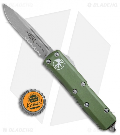 Microtech UTX-85 S/E OTF Automatic Knife OD Green (3.125" Apoc Serr) 231-11APOD