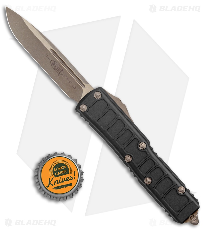 Microtech UTX-85 II Signature Series Drop Point OTF Black (3.1" Bronze Apoc) 