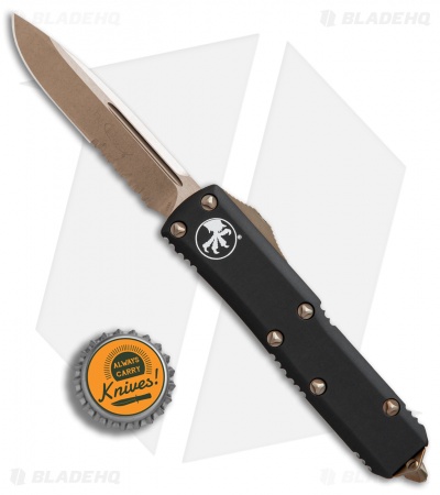 Microtech UTX-85 S/E OTF Automatic Knife Black (3.1" Bronze Serr) 