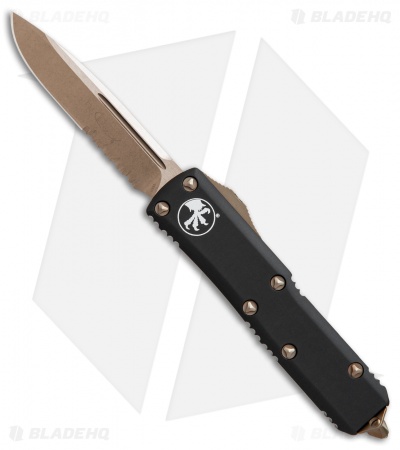 Microtech UTX-85 S/E OTF Automatic Knife Black (3.1" Bronze Serr) 