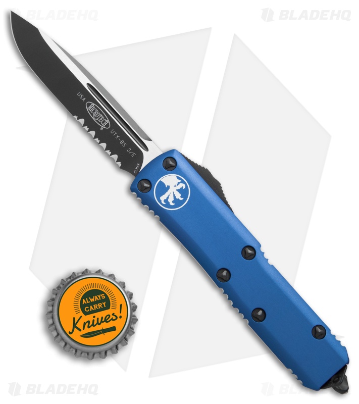 Microtech UTX-85 S/E OTF Automatic Knife Blue (3.125" Black Serr) 231-2BL