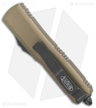Microtech UTX-85 S/E OTF Automatic Knife Tan Aluminum (3.1" Black Serr) 231-2TA