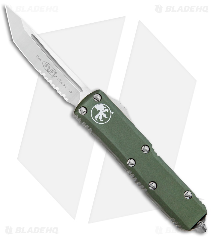 Microtech UTX-85 T/E OTF Automatic Knife OD Green (3.125" Satin Serr) 233-5OD
