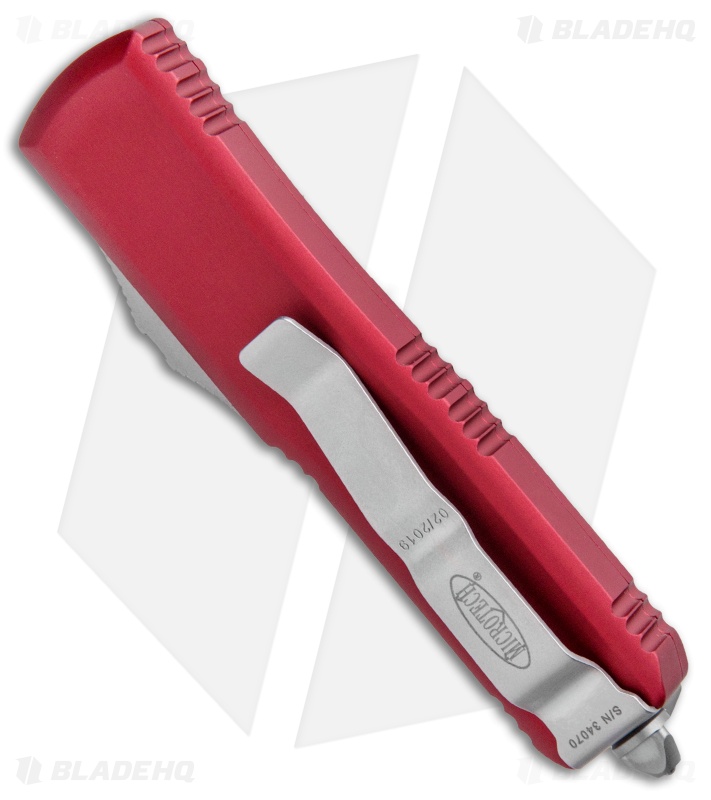 Microtech UTX-85 T/E OTF Automatic Knife Red (3.125" Stonewash Serr) 233-11RD