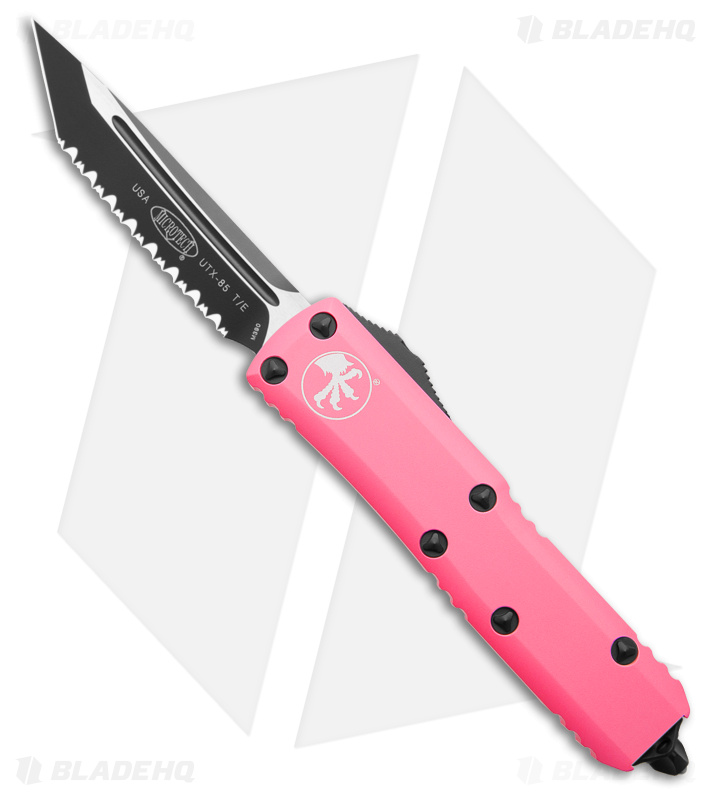 Microtech UTX-85 T/E OTF Automatic Knife Pink Alum (3.1" Black Serr) 233-3BPK