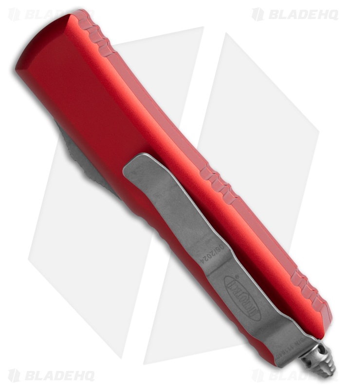Microtech UTX-85 D/E OTF Automatic Knife Red Aluminum (3.1" Satin Serr)