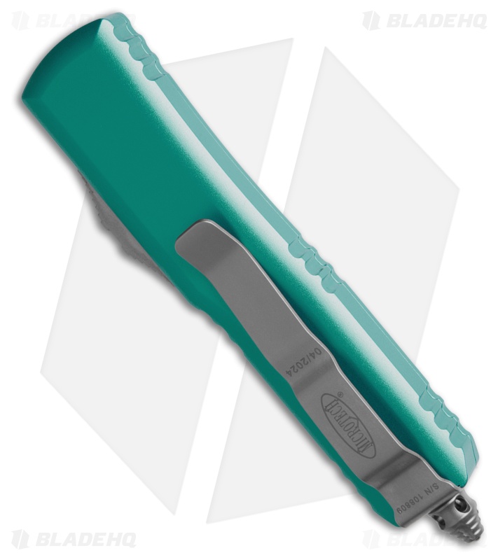 Microtech UTX-85 T/E OTF Automatic Knife Turquoise Aluminum (3.125" Satin Serr)