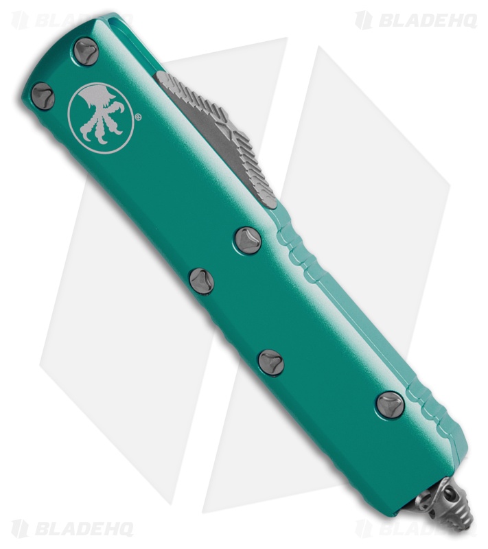 Microtech UTX-85 T/E OTF Automatic Knife Turquoise Aluminum (3.125" Satin Serr)