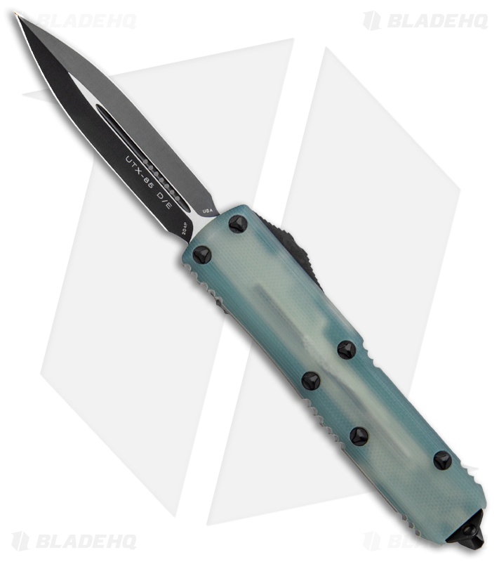 Microtech UTX-85 D/E OTF Automatic Knife Natural G-10 Jade (3.125" Black)