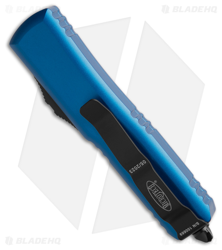Microtech UTX-85 T/E OTF Automatic Knife Blue (3.125" Black Full Serr) 233-3BL