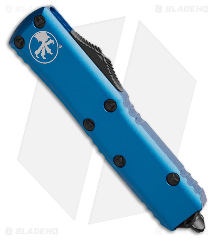 Microtech UTX-85 T/E OTF Automatic Knife Blue (3.125" Black Full Serr) 233-3BL
