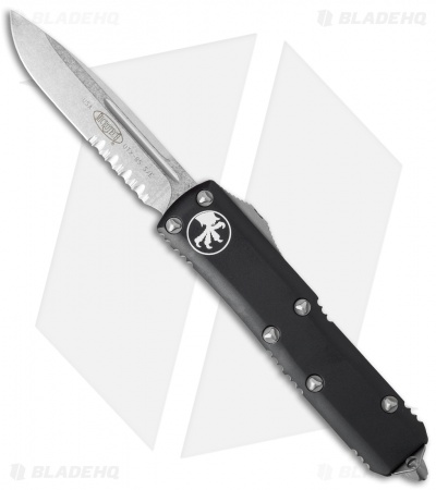 Microtech UTX-85 S/E OTF Automatic Knife (3.125" Stonewash Serr) 231-11