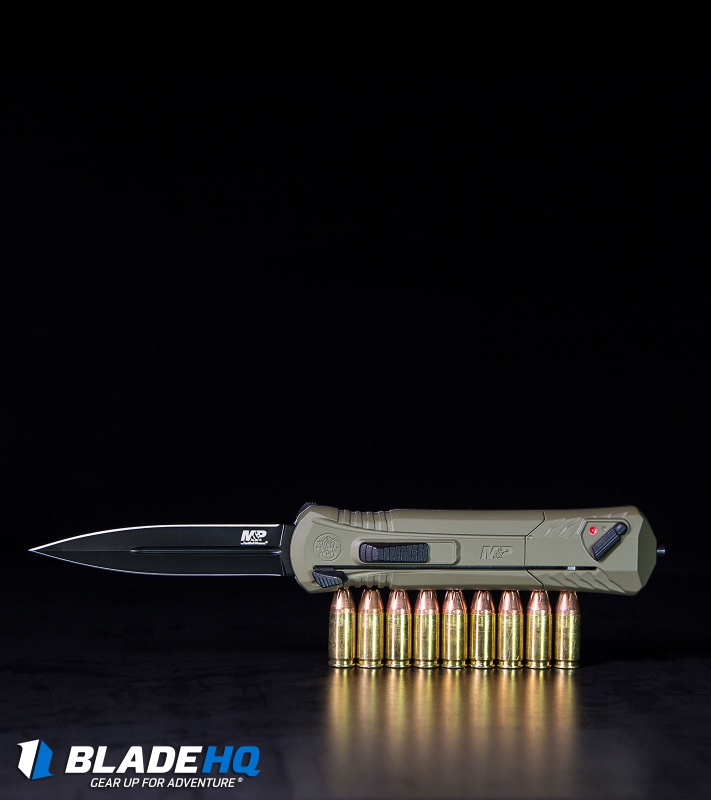 M&P OTF Spring Assisted Spear Point Knife OD Green (3.5" Black) Exclusive