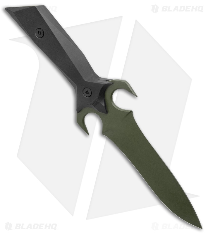 Paragon A-2 Fighter Fixed Blade Knife Dagger Black Aluminum (5.5" Green)