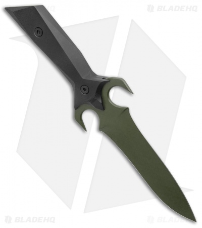 Paragon A-2 Fighter Fixed Blade Knife Dagger Black Aluminum (5.5" Green)