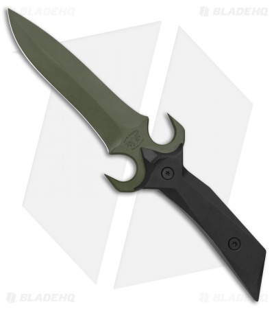 Paragon A-2 Fighter Fixed Blade Knife Dagger Black Aluminum (5.5" Green)
