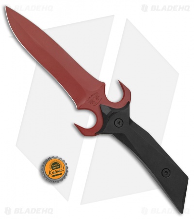 Paragon A-2 Fighter Fixed Blade Knife Dagger Black Aluminum (6.5" Red)