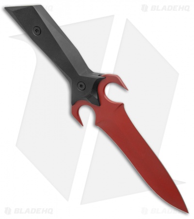 Paragon A-2 Fighter Fixed Blade Knife Dagger Black Aluminum (6.5" Red)