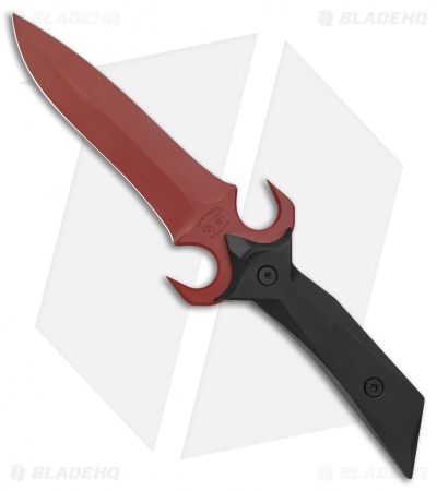 Paragon A-2 Fighter Fixed Blade Knife Dagger Black Aluminum (6.5" Red)