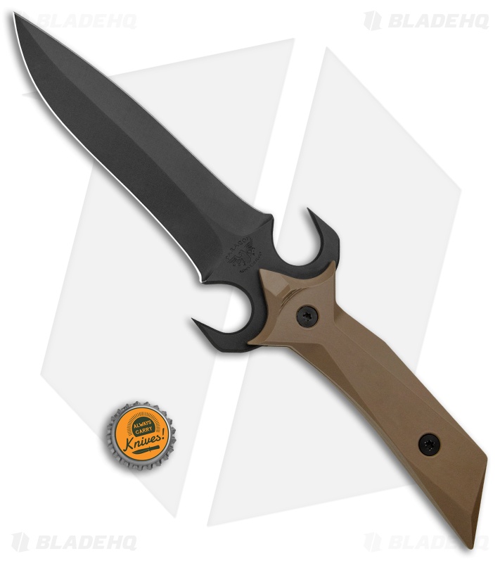 Paragon A-2 Fighter Fixed Blade Knife Dagger Tan Aluminum (5.5" Black)