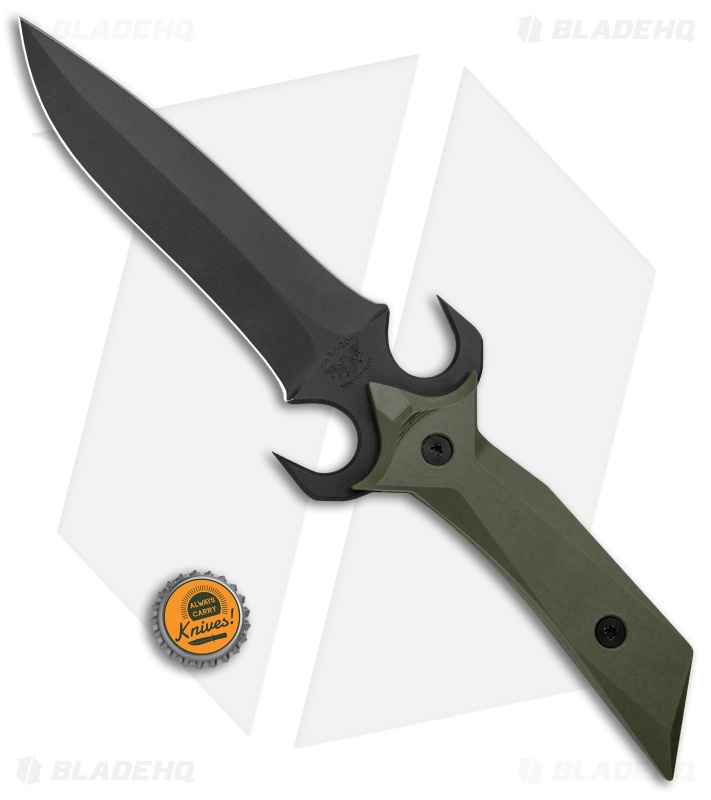 Paragon A-2 Fighter Fixed Blade Knife Dagger Green Aluminum (5.5" Black)