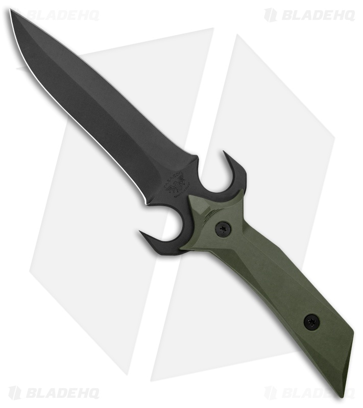 Paragon A-2 Fighter Fixed Blade Knife Dagger Green Aluminum (5.5" Black)