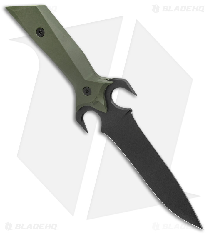 Paragon A-2 Fighter Fixed Blade Knife Dagger Green Aluminum (5.5" Black)