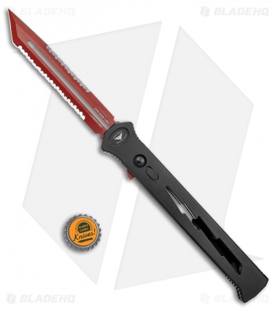 Paragon Estiletto Tanto OTF Auto Knife Lightning Bolt (5.5" Red Double Serr)