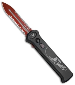  Paragon Para X  Dagger OTF Automatic Knife Death Head (3.5" Red Serr)