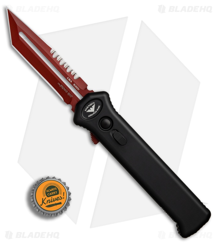 Paragon PARA-X Tanto Blood Line Automatic Smooth Black (3.6" Red Serr)