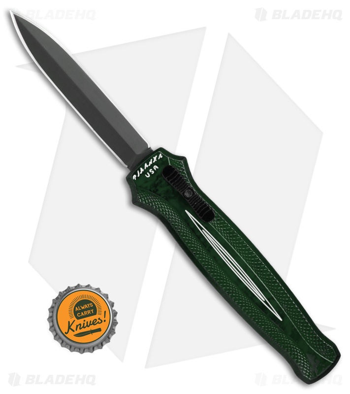 Piranha Rated-X D/A Dagger OTF Automatic Knife Green (3.5" Black)