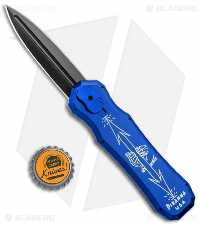 Piranha Excalibur OTF Knife Double Action Automatic Blue (3.2" Black Plain)