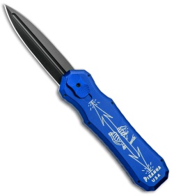 Piranha Excalibur OTF Knife Double Action Automatic Blue (3.2" Black Plain)