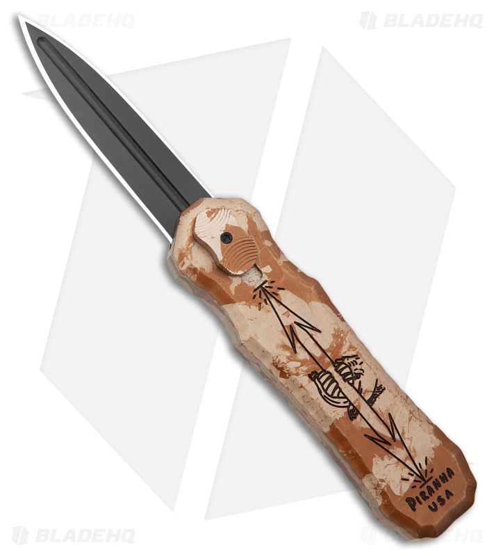 Piranha Excalibur D/A OTF Automatic Knife Desert Camo Al (3.2" Black Plain)