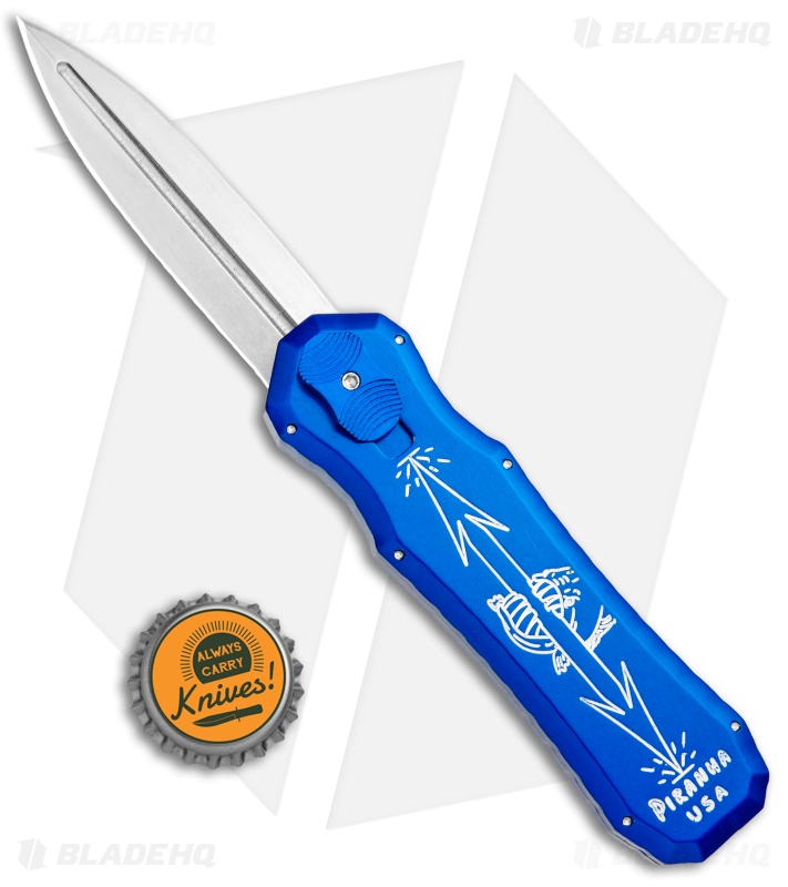 Piranha Excalibur OTF Automatic Knife Blue (3.2" Stone)
