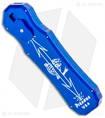 Piranha Excalibur OTF Automatic Knife Blue (3.2" Stone)