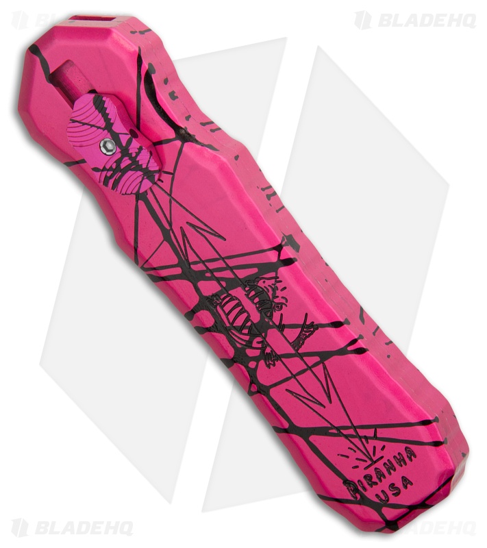 Piranha Excalibur D/A OTF Automatic Knife Pink Aluminum (3.2" SW Serrated)