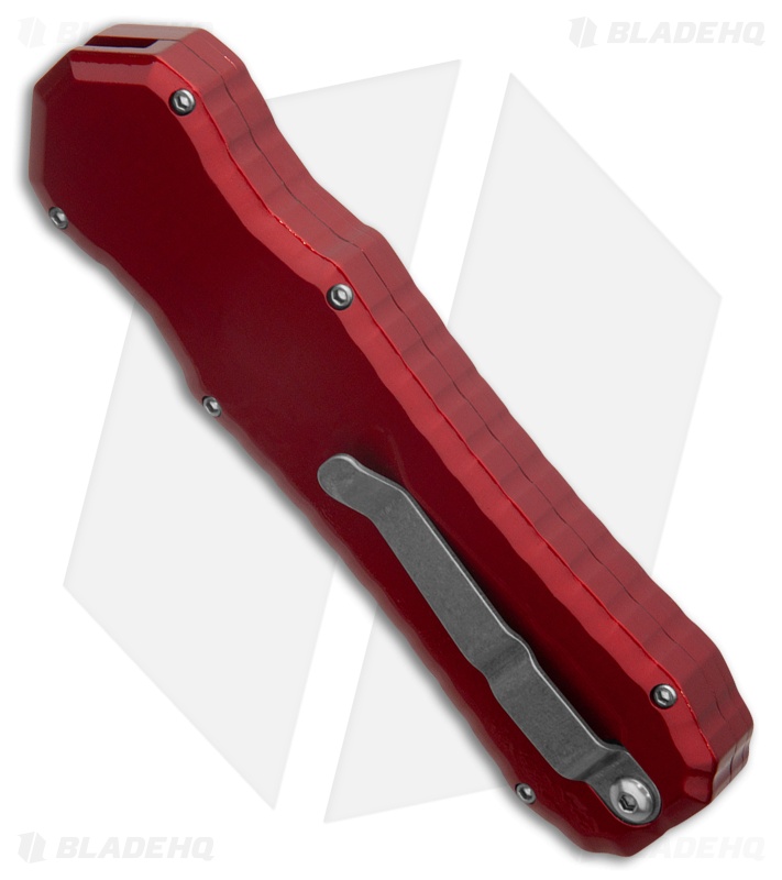 Piranha Excalibur D/A OTF Automatic Knife Red Aluminum (3.2" SW Serrated)