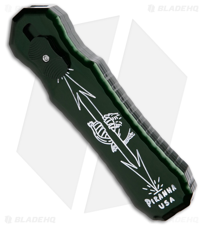 Piranha Excalibur D/A OTF Automatic Knife Green Aluminum (3.2" SW Serrated)