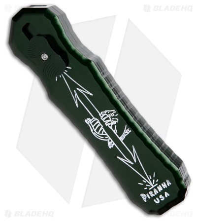 Piranha Excalibur D/A OTF Automatic Knife Green Aluminum (3.2" SW Serrated)